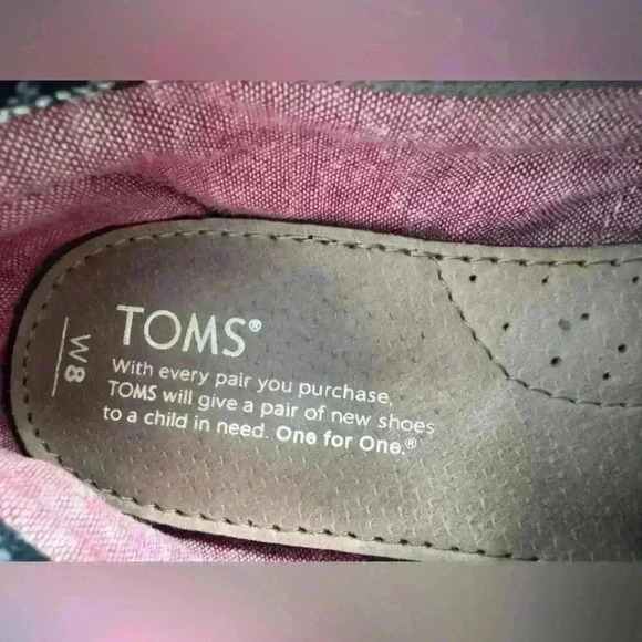 Toms Alpargata Canvas Shoes Womens Size W8 Black Gray Aztec Casual Slip On​ - Picture 4 of 9